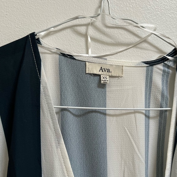 Ava Striped Wrap Midi Dress XS - Picture 2 of 7